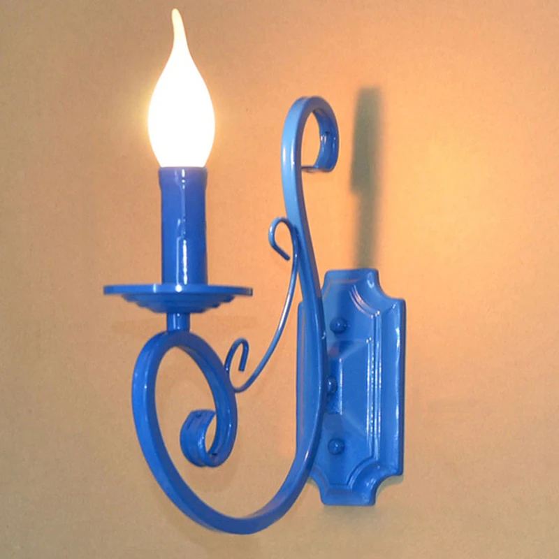 Retro European Single Headed Wall Lights Lamp Iron Art Living Room Background Wall Bedroom Wall Lamp Balcony Decorative Lamp Bra