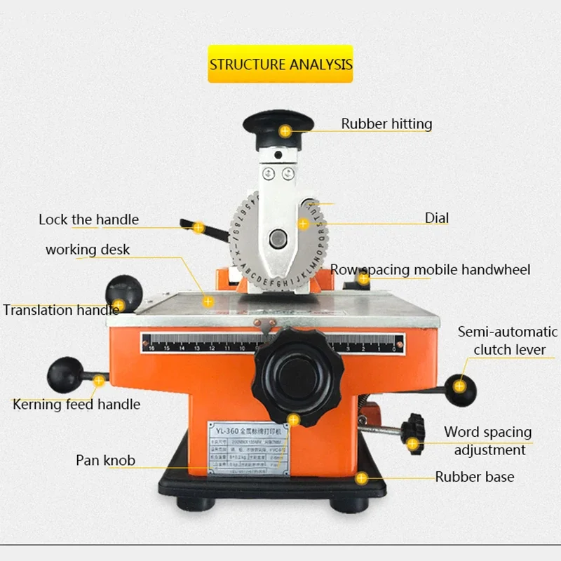 YL-360 Маркировочная машина Металлическая табличка с именем Мозаика Инструмент для резьбы Вывеска Гравировальный станок Принтер