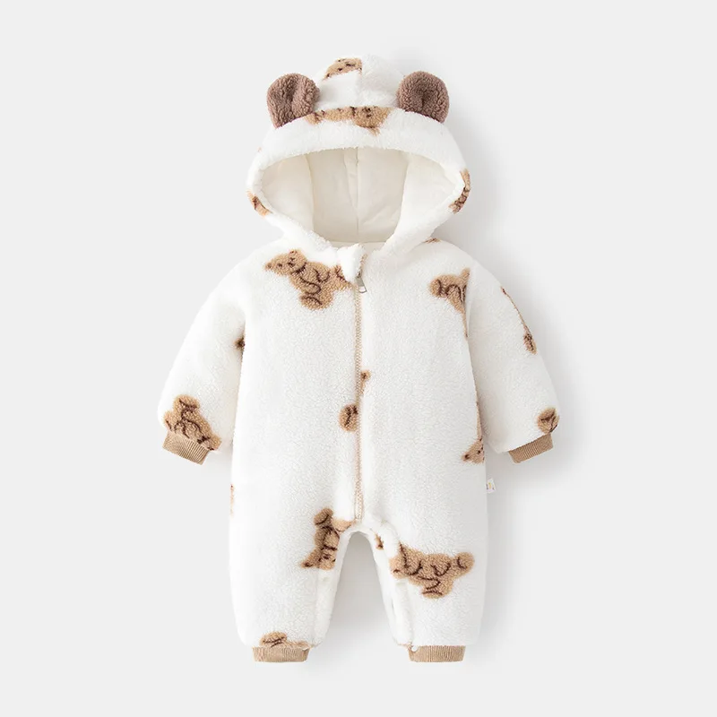 Baby fleece onesie autumn and winter baby padded cotton going out winter thickened climbing clothes children cute outer cotton
