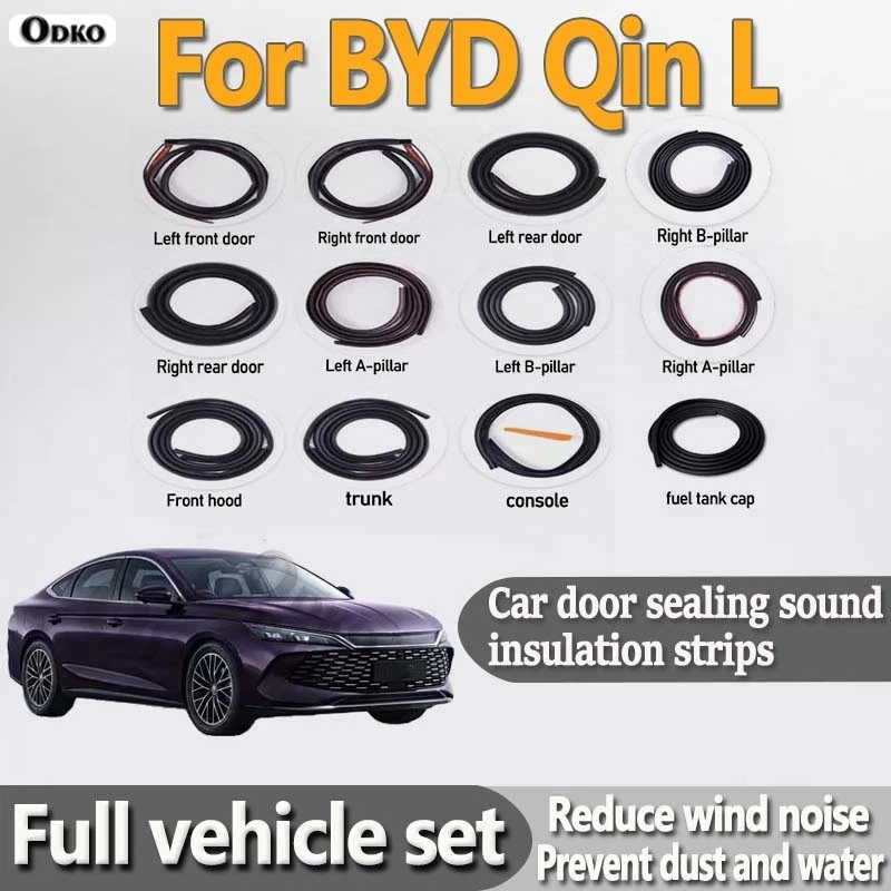 Car Door Seal Strip Rubber Noise Insulation Dustproof Seal Strip Not easy to Fall off For BYD Qin L Car Accessories12Pcs