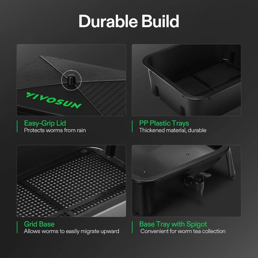 صندوق سماد دودة مكون من 3 طبقات، مجموعة إعداد سهلة سعة 30 لتر لإعادة تدوير نفايات الطعام