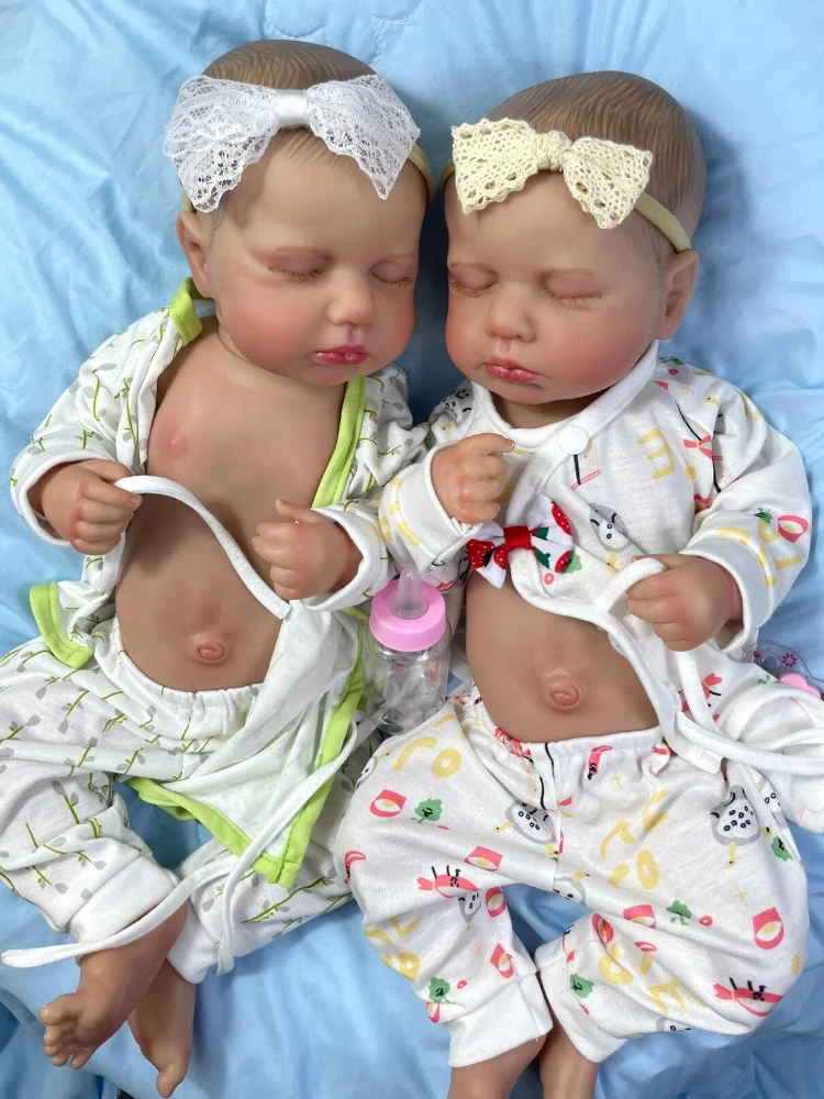 Bambola Reborn giร dipinta da 20 pollici LouLou Twins Full Vinyl Body lavabile 3D Skin venature visibili realistico giocattolo neonato per ragazze