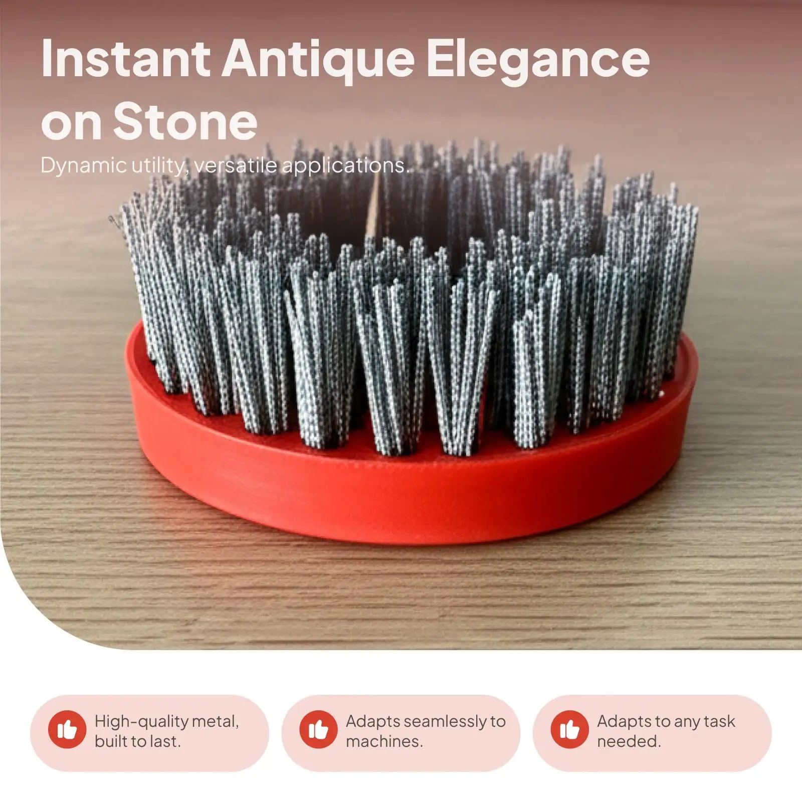 11 Cm Antique Stone Wire Wheel Brush Thread M14, Silicon Carbide And Stainless Steel Wire, Round, for And Marble