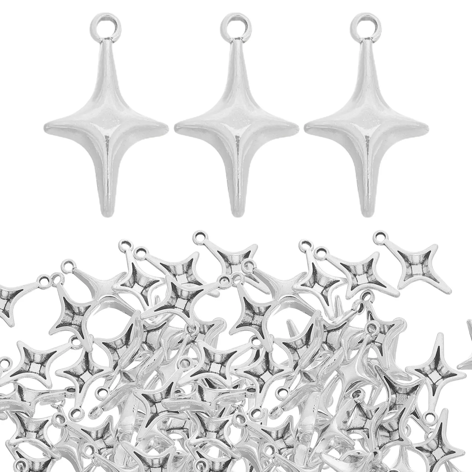 100Pcs Alloy Jewelry Accessories Star Pendants for DIY Crafting Hollow Charm Beads Vintage Dangle Charms for Bracelets Necklaces