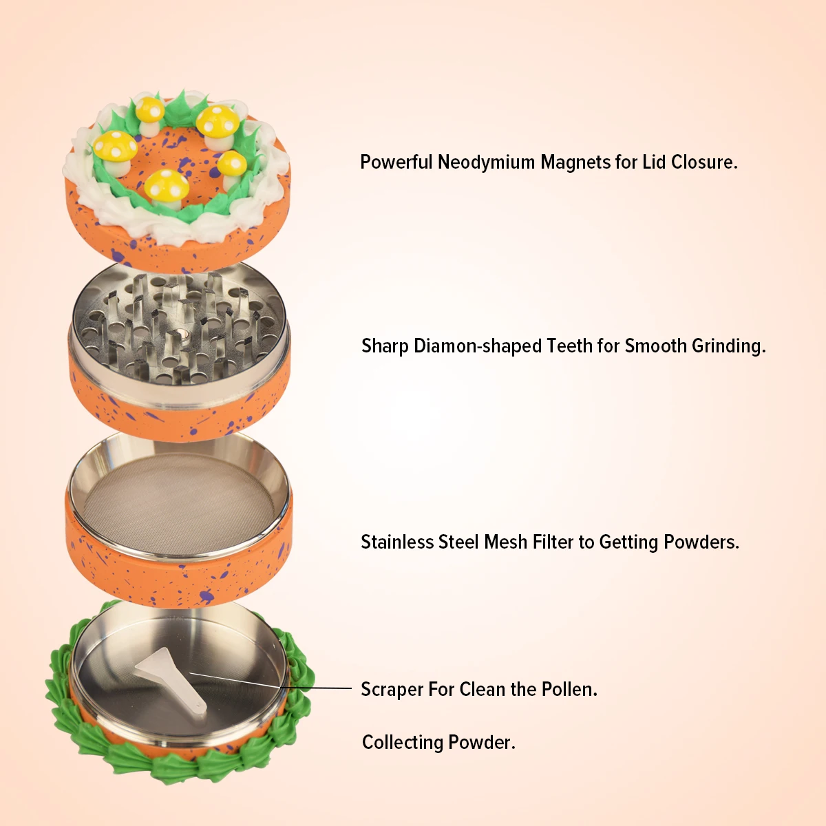 1 SetSpice Grinder Set Simulation Cake Series Creative Spice Grinder 1 Set Kitchen Metal Grinder 2.75 in 7cm