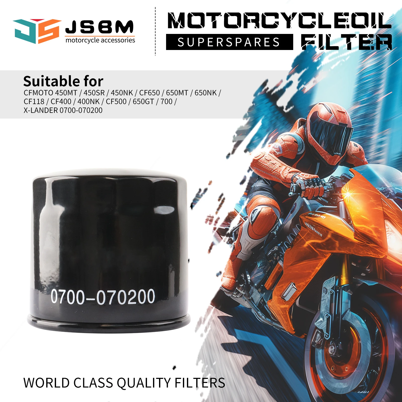 

JSBM ATV UTV Oil Filter For CFMOTO 450MT 450SR 450NK CF650 650MT 650NK C​F118 CF400 400NK CF500 650GT 700 X-Lander 0700-070200