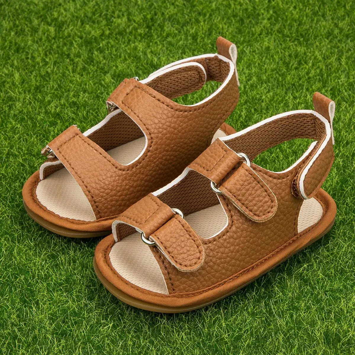 Meckior Summer Baby Sandals Baby Shoes PU Leather Rubber Bottom Sole Anti-Slip Infant First Walker Baby Boy Girl Sandals 0-18M