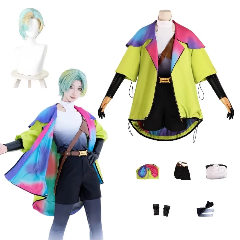 

Anime Yuri Cosplay Costume Coat Short Pants Accessories Wig Full Set for Men Women Halloween Carnival Party Role Play Outfits