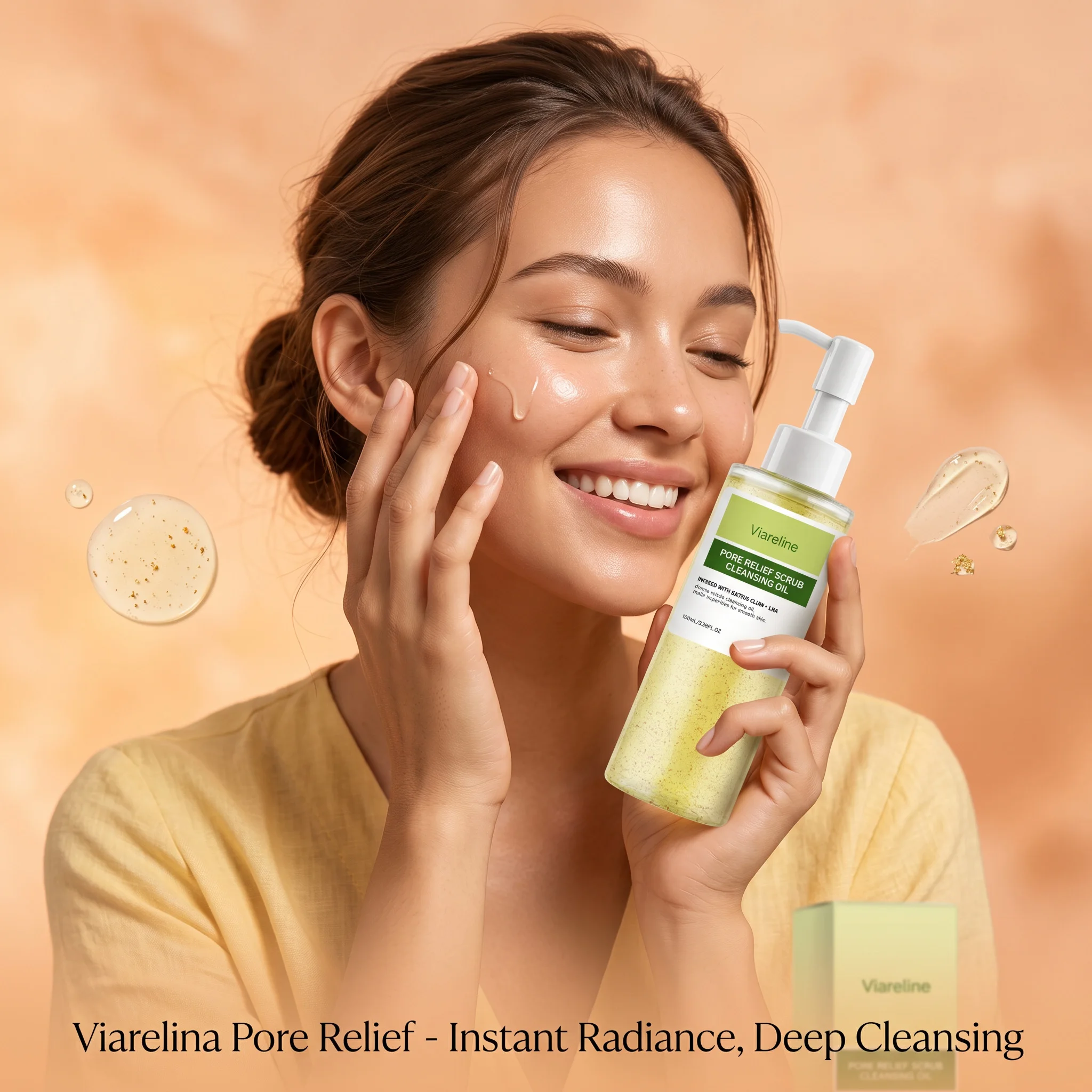 Viareline Makeup Remover Oil Non Irritating Dissolves Impurities Refreshing Skin Deep Cleansing Pore Relief Scrub Cleansing Oil