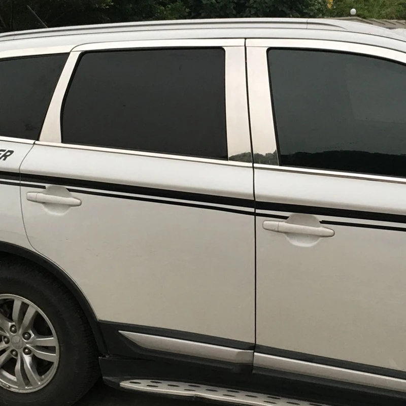 

Стайлинг автомобиля для Mitsubishi Outlander 2014-2019, рамка оконной стойки, украшение 3d наклейки, чехол из нержавеющей стали, автоаксессуары, 6 шт.