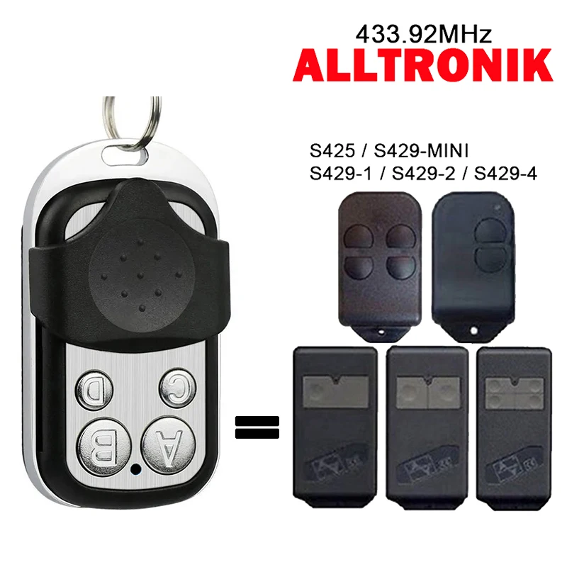 

Clone ALLTRONIK S429 1 2 3 S425 / S429-MINI Garage Door Remote Control 433.92MHz Fixed Code Remote Control for Electric Gate