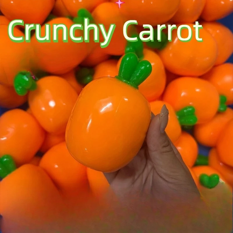 New Hot Sale Carrot Crunchy Sound Squeeze Toy Round Blocks Filled ASMR Anti Stress Release Hand Relax Gift Toy for Adults