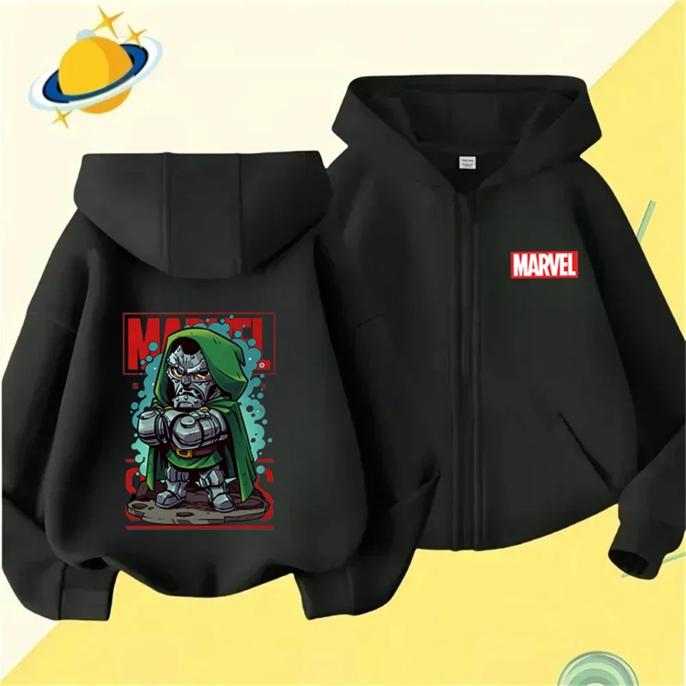 Marvel Animation Children's Sports Brand Hoodie Boys and Girls Fashion Outdoor Zipper Shirt Spring and Autumn Warm Printed Top