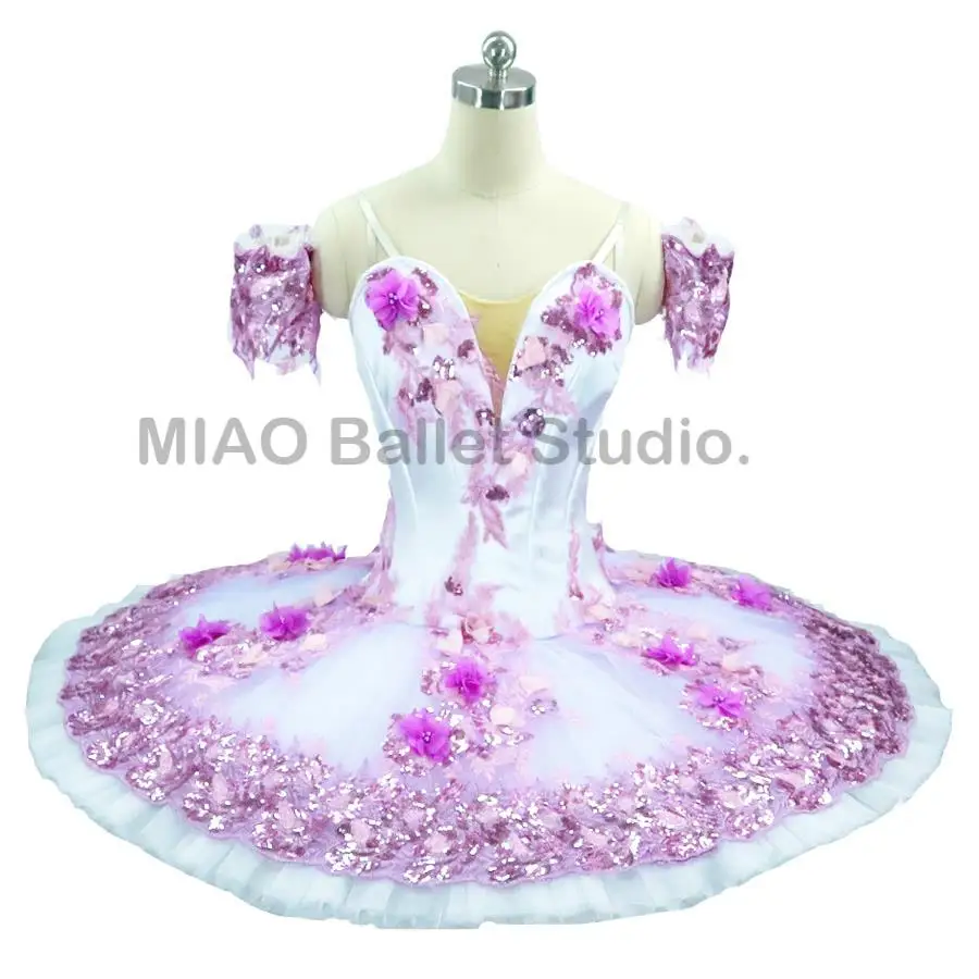 Roze Professionele Ballet Dans Tutu Bloem Fee Pop Prestaties Meisjes Yagp Klassieke Pannenkoek Tutu Kostuum Lila 11 Lagen 001C