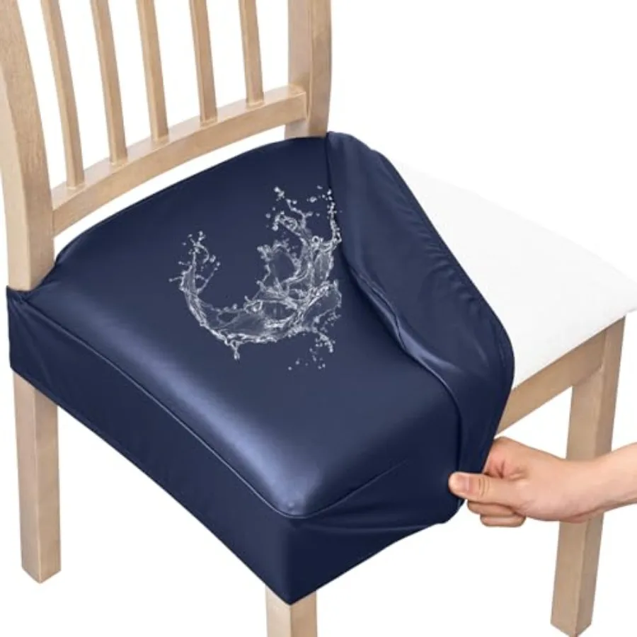

Waterpro Pu Leather Seat Covers for Dining Room Chairs, Stretch Fit Removable Washable Kitchen Chair Seat Slipcovers Protector,