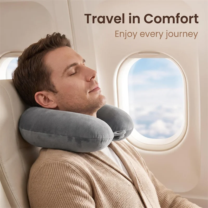 New Travel Pillow Neck Pillow Airplane Pillow Traveling Car Home Office Travel Neck Flight Pillow Snap Strap Soft Cover