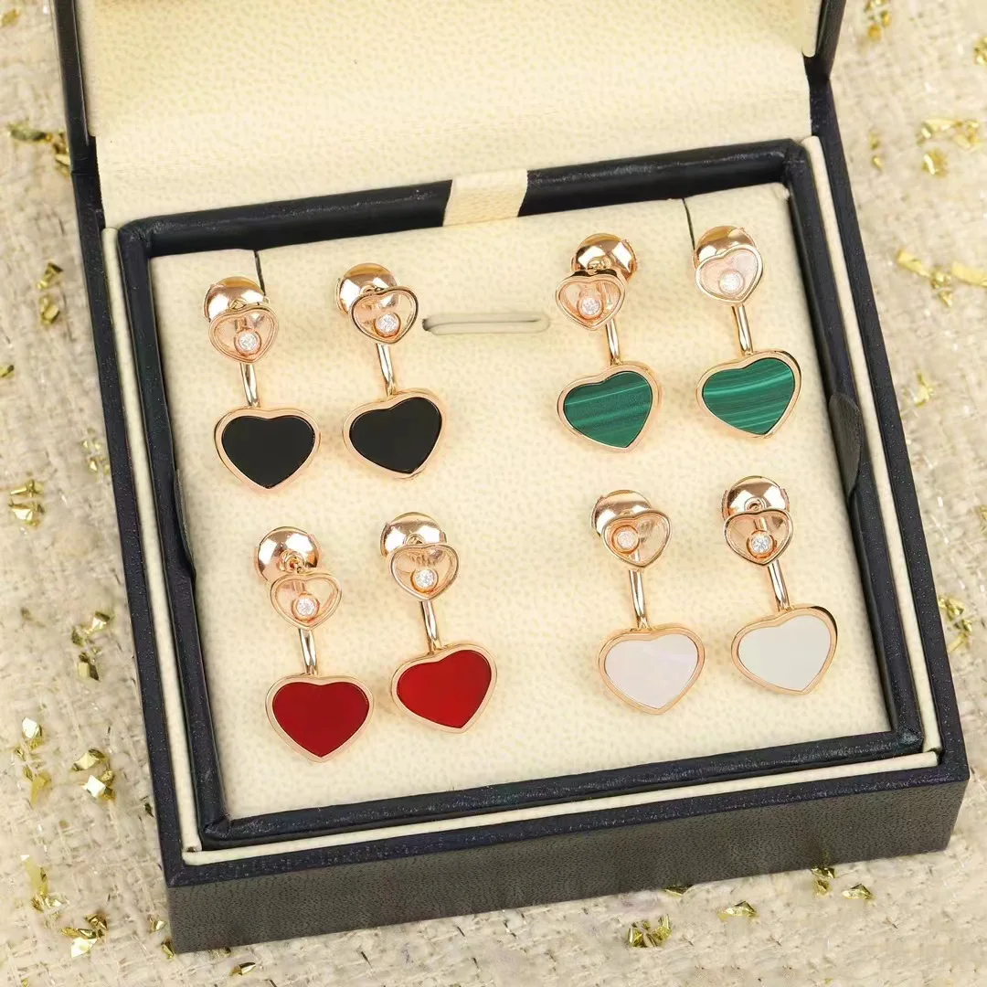 

18K Gold Plated Heart Shaped Stud Earrings with Mother of Pearl and Cubic Zirconia Stones, Happy Diamond Collection, Gift