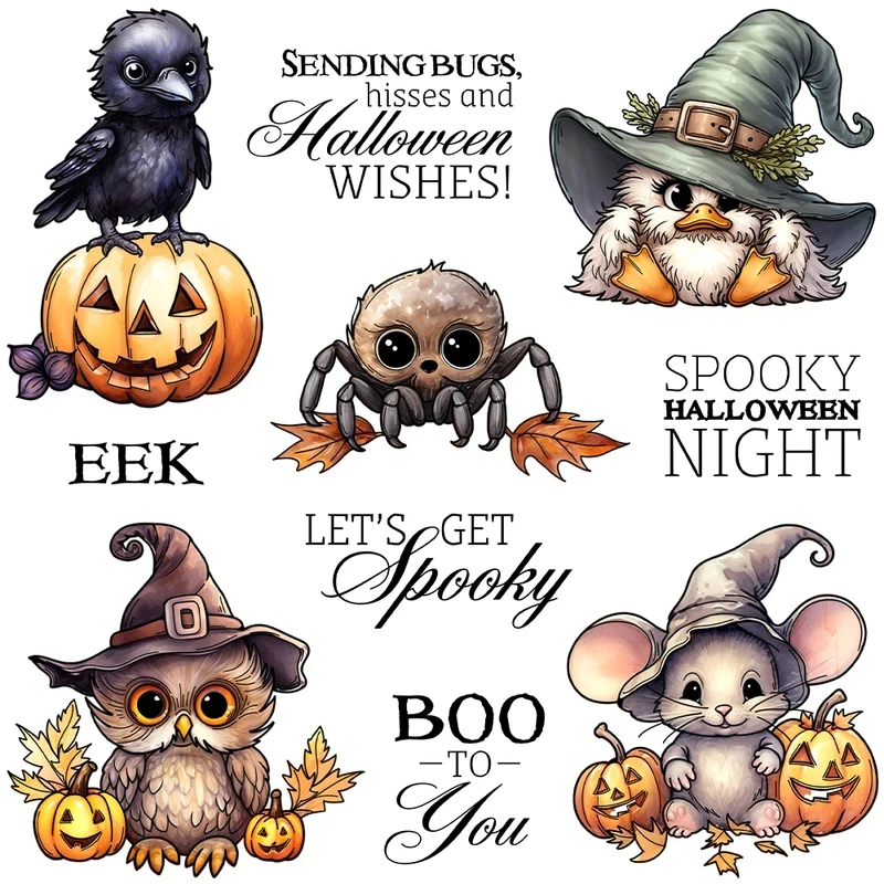 

Happy Halloween Witch Mouse Cutting Dies Clear Stamp DIY Scrapbooking Supplies Metal Dies Silicone Stamp Cards Albums
