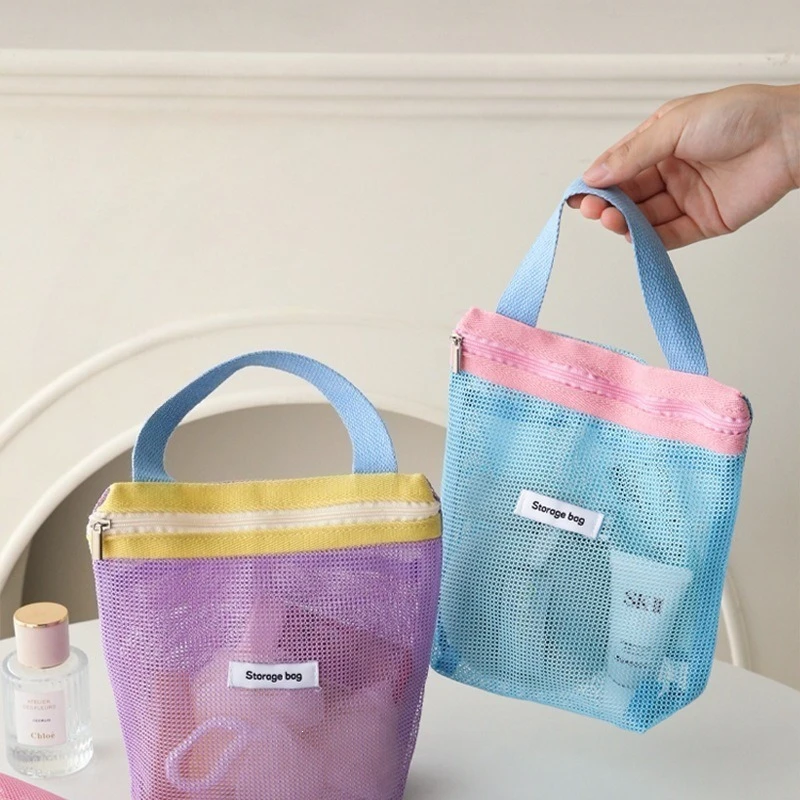 Travel Toiletry Organizer Large Capacity Waterproof Mesh Storage Bag Quick Dry Bright Dopamine Colors