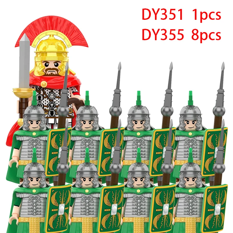 Figurines d'action de la série militaire médiévale, blocs de construction, Centurion romaine, château Empire, chevalier, soldat, personnages de film, jouet en briques
