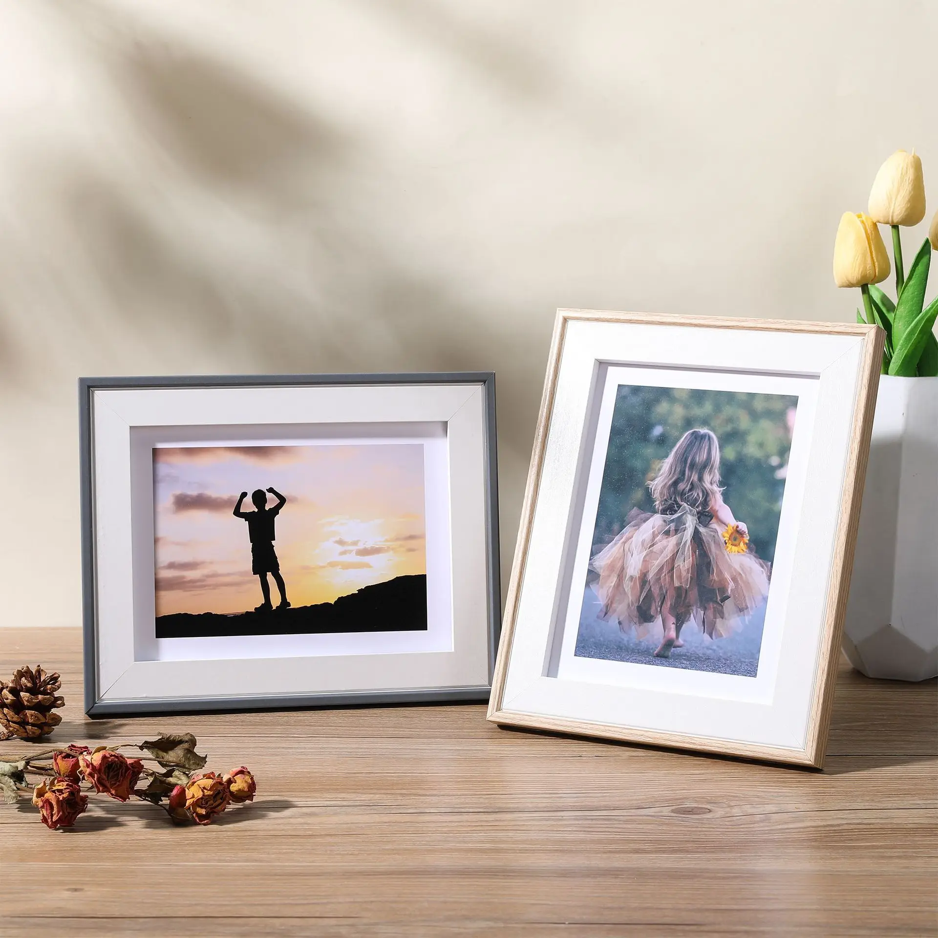 Nordic Simple Creative Wooden Desktop Picture Frame 6 Inch 8 Inch 10 Inch Wall Hanging Framed Art Picture Frame Home Decor