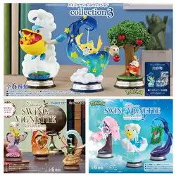 Genuine RE-MENT Pokemon Swinging Swing Collection 3 Pikachu Jirachi Greninja Anime Action Figure Model Toys Gift for Birthday