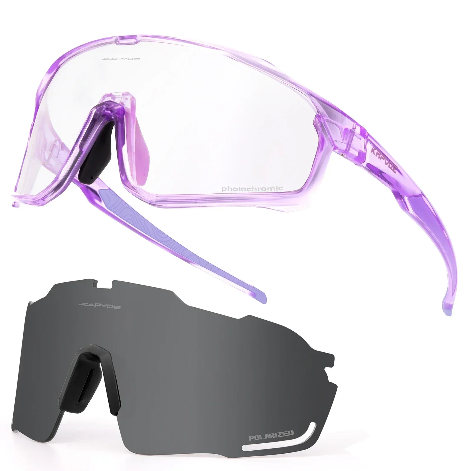 

Kapvoe Photochromic Sunglasses Polarized Cycling Glasses Bicycle Glasses Sports Men's MTB Road Bike Eyewear Goggles UV400 Blue