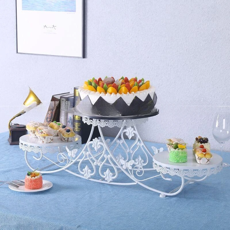 Creative wrought iron heart-shaped three-layer birthday cake rack wedding multi-layer snack rack display dessert tray