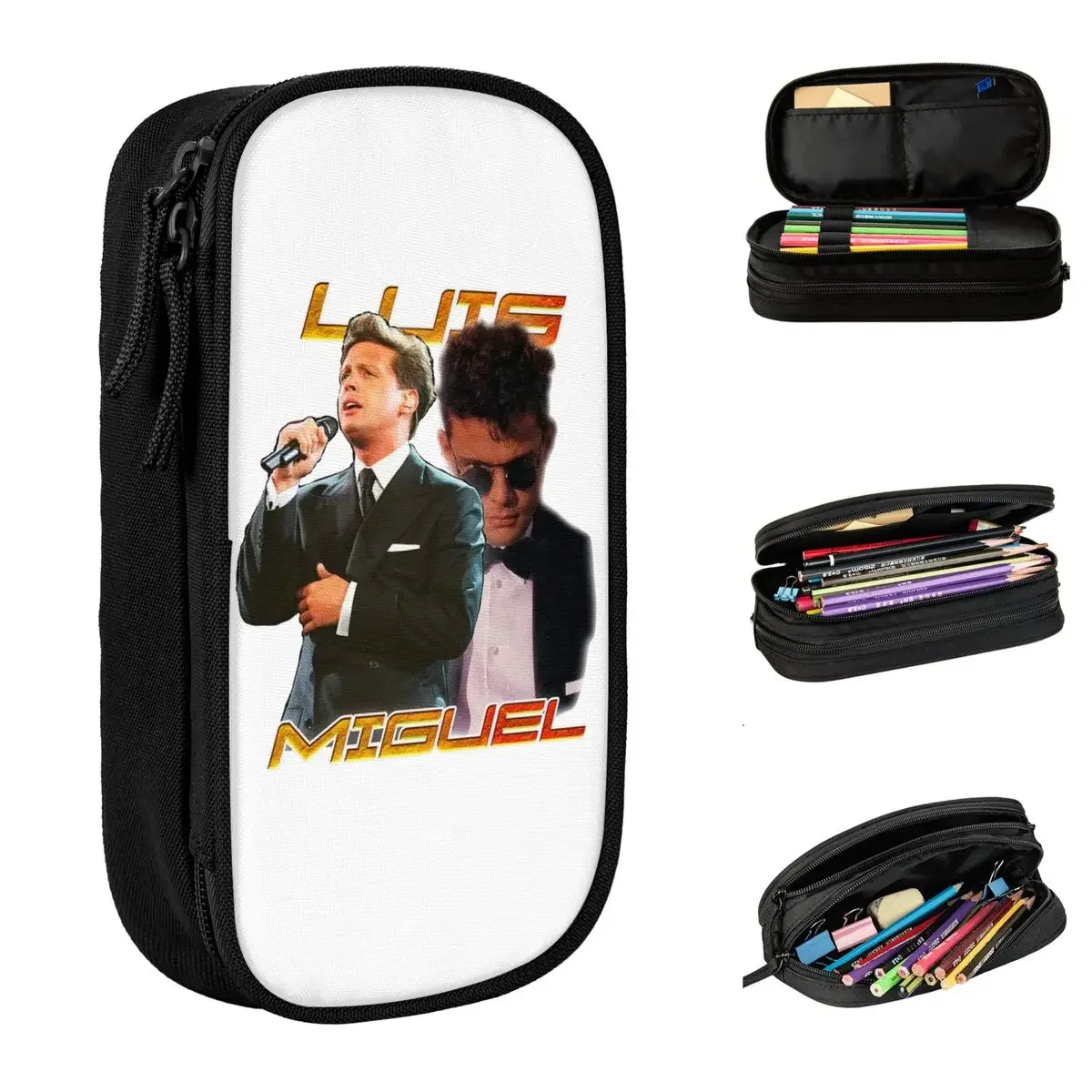 

LUIS MIGUEL BOOTLEG Singer Music Pencil Case Creative Pen Bags Student Large Storage Students School Zipper Pencilcases