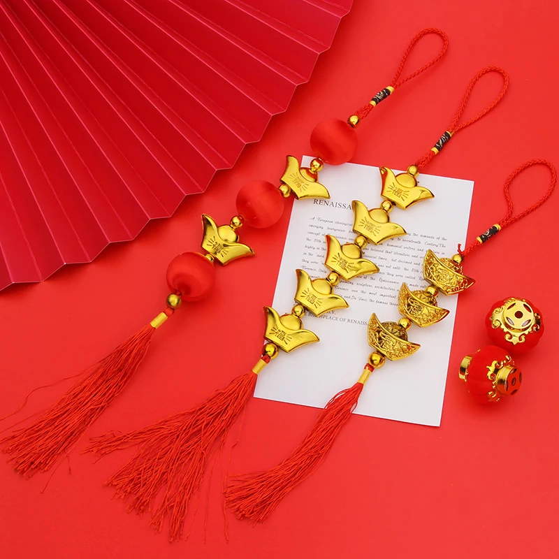 2024 Year Of The Dragon Gold-Plated Plastic Gold Ingot Pendant Lucky Mascot Home Car Hanging Ornaments New Year Gifts