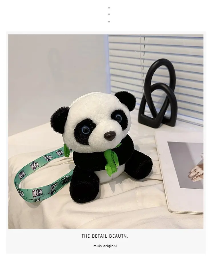 Cartoon Kawaii Plüsch Panda Umhängetasche Geldbörse neue Mode Plüsch Perlenkette Tier Umhängetasche Mädchen Geburtstags geschenk