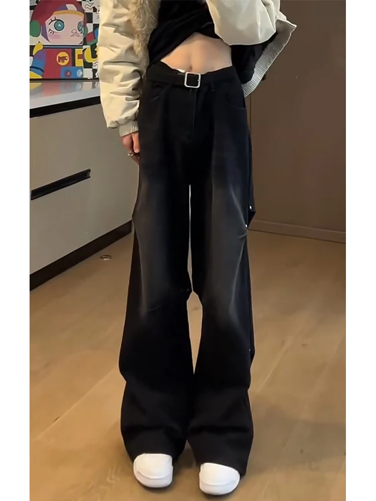 

Мужские джинсы в стиле ретро-американский вейд, модные, свободные, прямые, с драпировкой, широкие, с легким расклешением