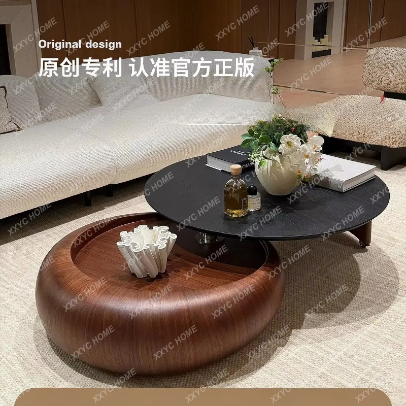 XMedieval style rotating coffee table living room retro advanced sense wabi sabi wind round coffee table