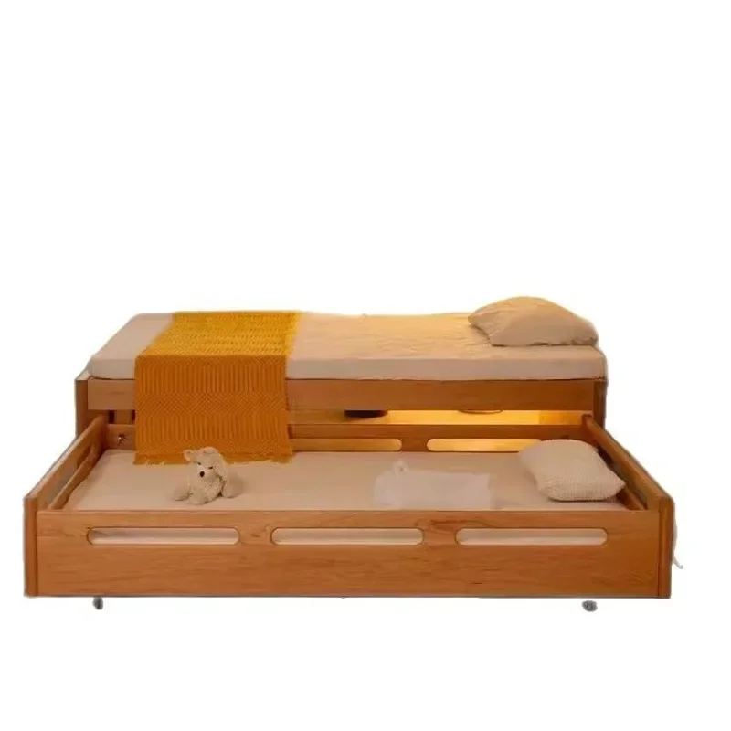 North American Cherry Wood Backless Children's  Tatami Full Solid Wood  Bunk  Mother and Child   Trailer