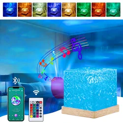 Water Ripple Projector Night Light Bluetooth Speaker Rechargeable Dimmable 16 Color Wave Lamp Room Decor Atmosphere Night Light