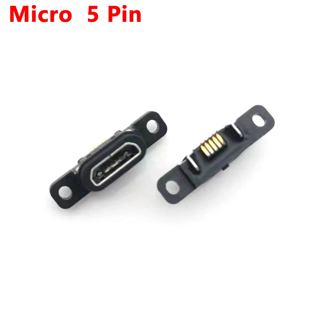 1pcs Micro USB 5pin Charging Jack Socket Dock Port 5P IP67 SMT board Waterproof Female Connector With Screw Hole