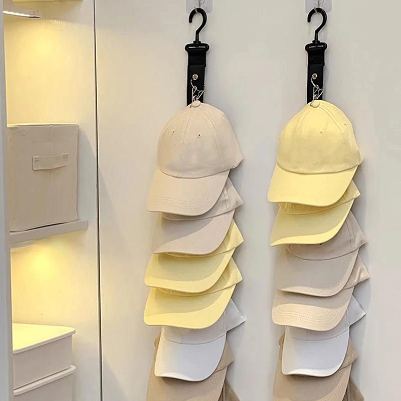 【New】Baseball Cap Storage Organizer With Eight Clips Wall Mounted Cap Holder Closet Storage Organizer Cap Hanger