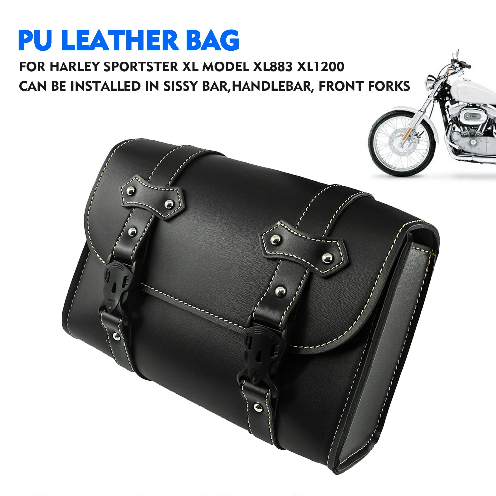 Motorcycle Side Bag Saddlebag For Harley Sportster XL883 XL1200 For Yamaha XV250 XV125 Virago PU Leather Luggage Storage Toolbag