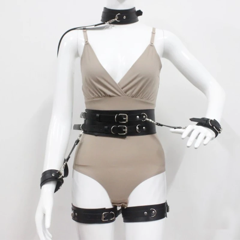 Leather Body Chain Black Punk Garter Belt Sexy Bra Cage Waist Harness Nightclub Party Performance Rave Accessory For Women Girls