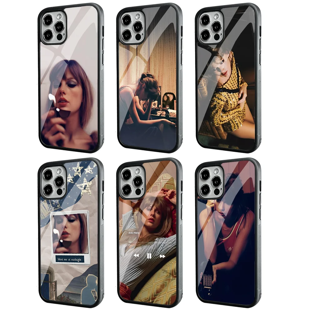 

T-Taylors-Swifts M-Midnights Phone Case For IPhone 11 12 13 14 15 Plus Pro Max Mirror Acrylic PC TPU Cover