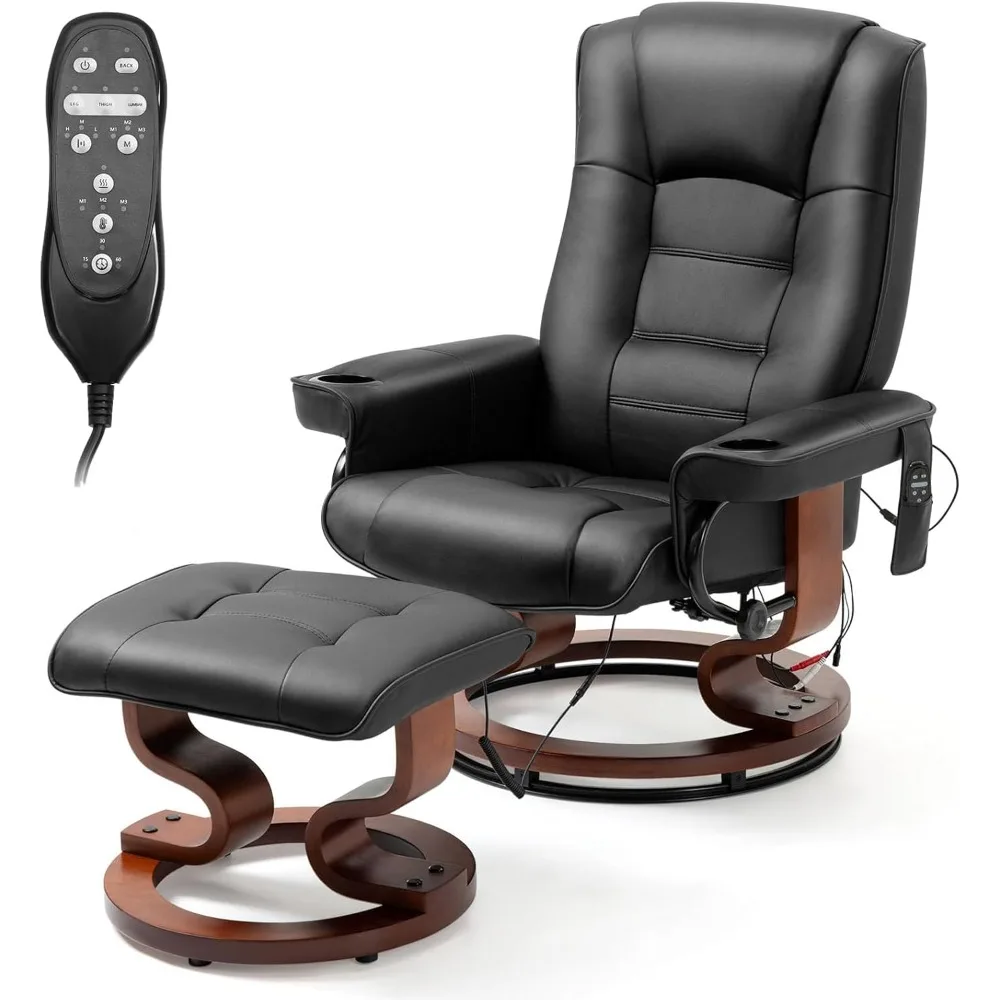 

Electric Massage Recliner with Ottoman, Swivel Lounge Chair with Footrest and Adjustable Back for Living Room, Office & Bedroom,