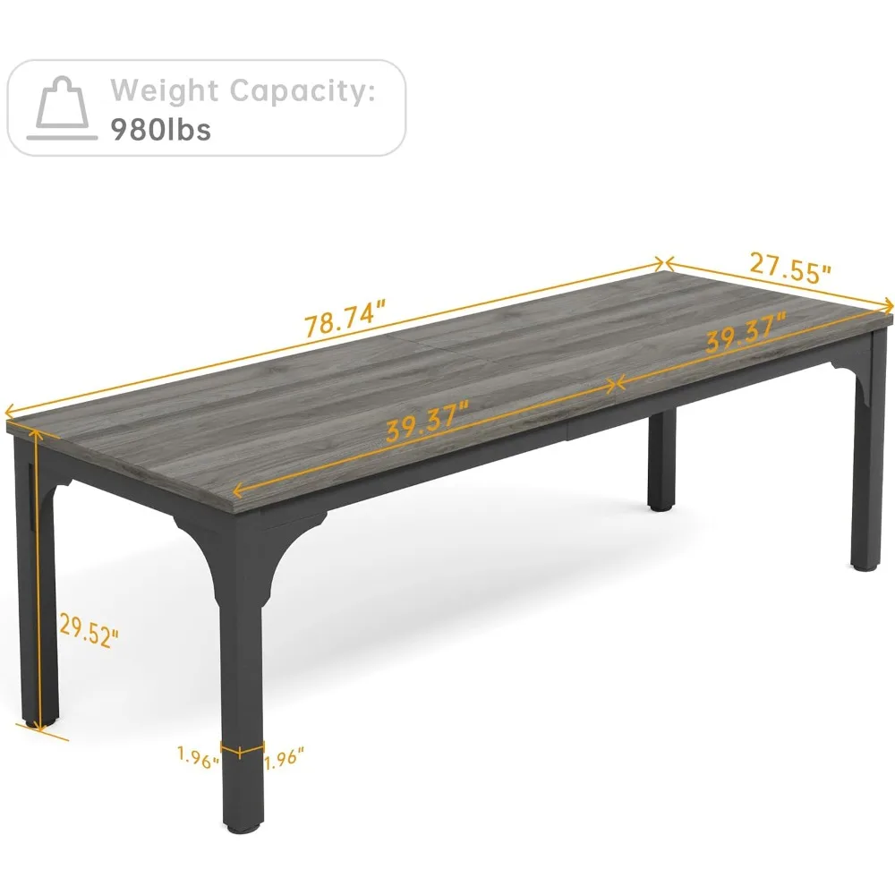 طاولة اجتماعات مستطيلة قوية لـ 8، طاولة ندوات أعمال كبيرة، رمادي، قطعة واحدة #2