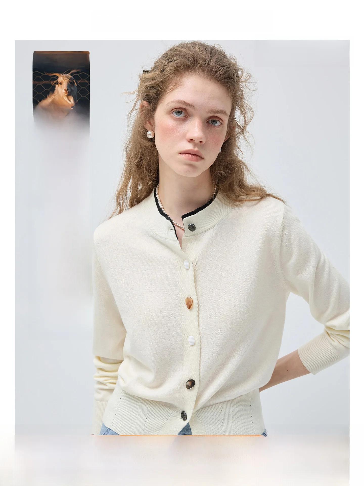 

Ele round Ne Knitted Open Cardigan Women's Soft Sweater VEGA CHANG New 2026 Spring Commute Sle Korean Version