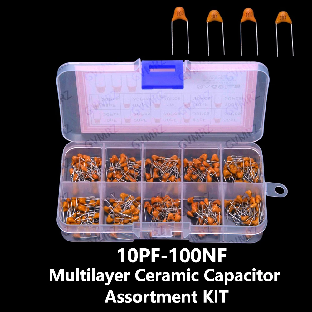 10Value 10PF 20PF 30PF 47PF 56PF 10PF-100NF Multilayer Ceramic Capacitor Assortment KIT Each 30PCS 68PF 100PF 1NF 10NF 100NF