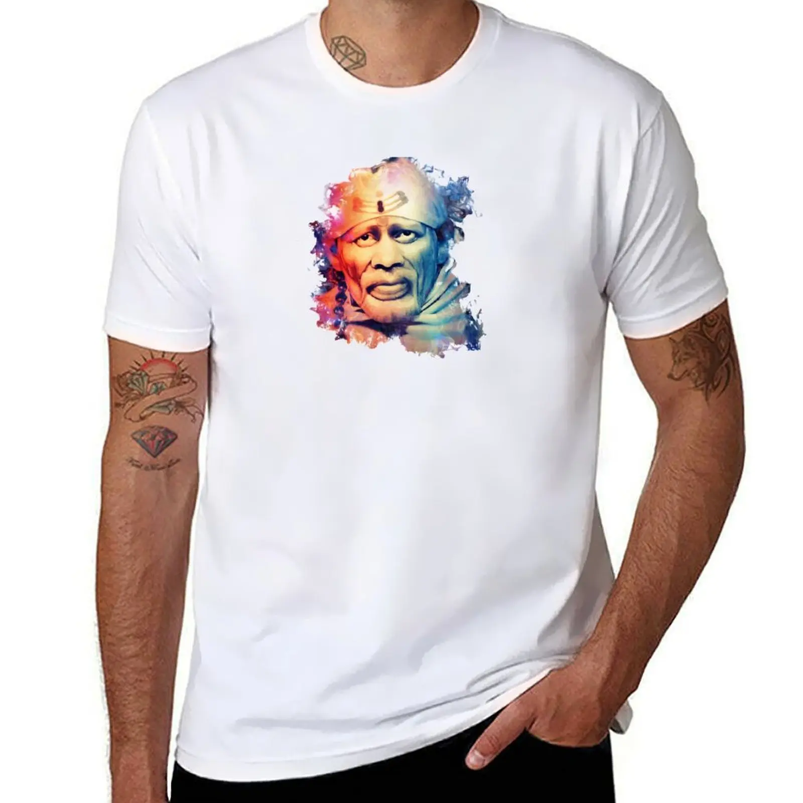 

Shirdi Sai Baba Digital Art (Second edition) T-Shirt t shirt for man 100 percent cotton cotton t shirts man 100% T-Shirt