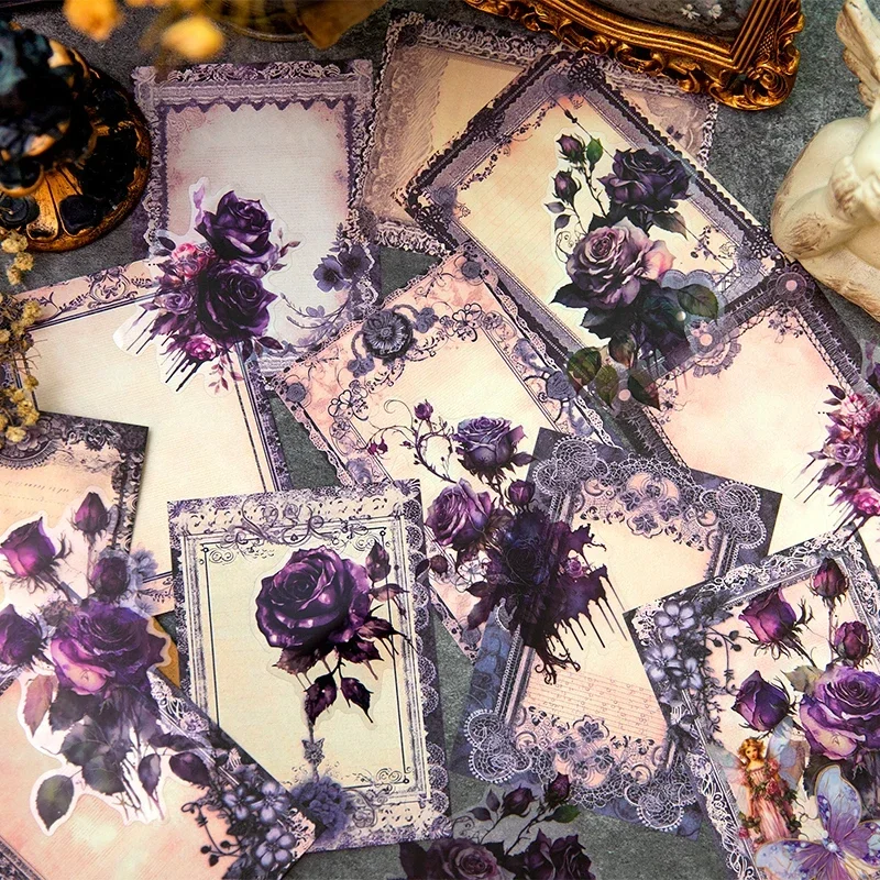 30Pcs Material Scrapbook Paper Bloom Dark Package Retro Handbook Decoration Materials Notebooks Handwriting