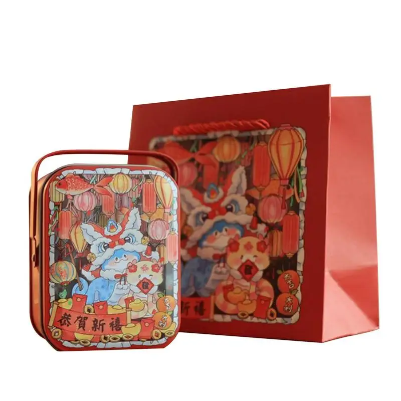 Tinplate Cookie Box Decorative Portable Snack Tin Canister Tinplate Candy Boxes Cookies Candy Treat Boxes with Lid for Spring