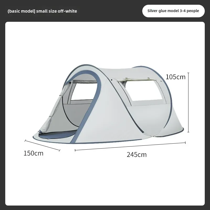 

Tent Camping Outdoor 3-4 People Waterpr oof Thickened Portable Ins tallation-free One-second Quick Open Automatic Boat Tent