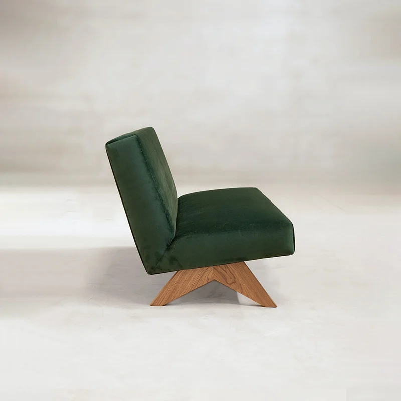 Custom designer retro furniture solid wood green velvet double people's residence small-sized armchair in middle ages