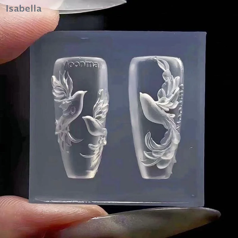 ★ ★ ★ 3D Relief Pigeon Silikon Nail Art Form Transparente Vorlage Maniküre Design Werkzeug